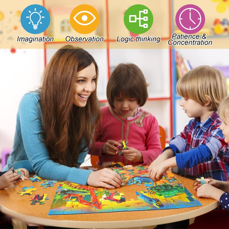 OSBOO Jigsaw Puzzles for Kids Ages 3-5  4-8  6-8 Boys Girls - 60 Piece Construction Site - Large Piece Children Floor Jigsaw Puzzles - Science Educational Toys for 3 4 5 6 7 8 Years Old - Image 5